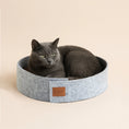 Bild in Galerie-Betrachter laden, Katze liegt in Katzenbett mit austauschbarer Kratzpappe und stabilem Filzrand.