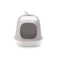 Bild in Galerie-Betrachter laden, Design-Katzentoilette ‚Minù‘ in Weiß/Grau mit Deckelfach, Schaufel und Kotbeutelrolle – modernes Katzenklo Made in Italy.