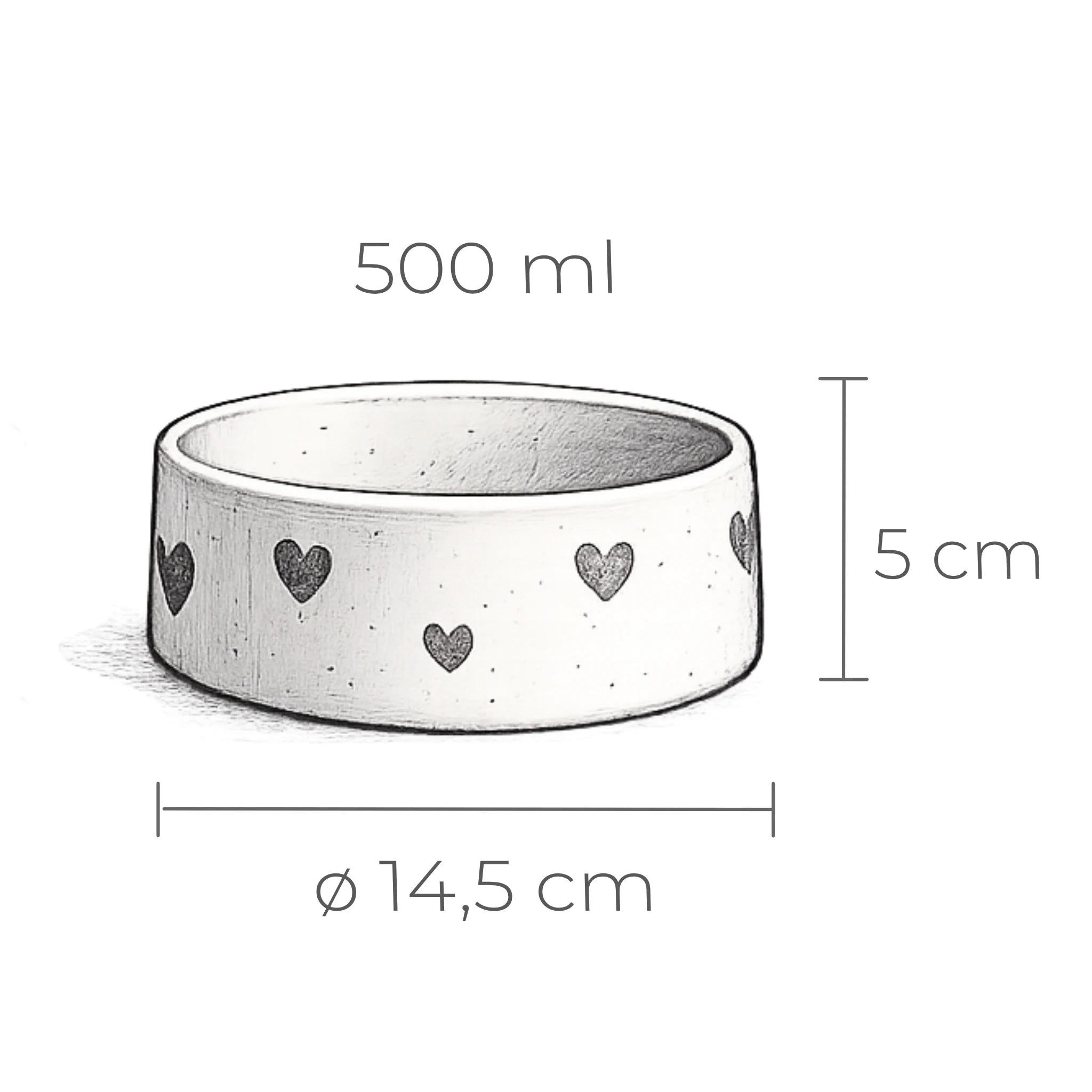 2er SET - Handgemachter Katzennapf aus Keramik - "Cozy Hearts"