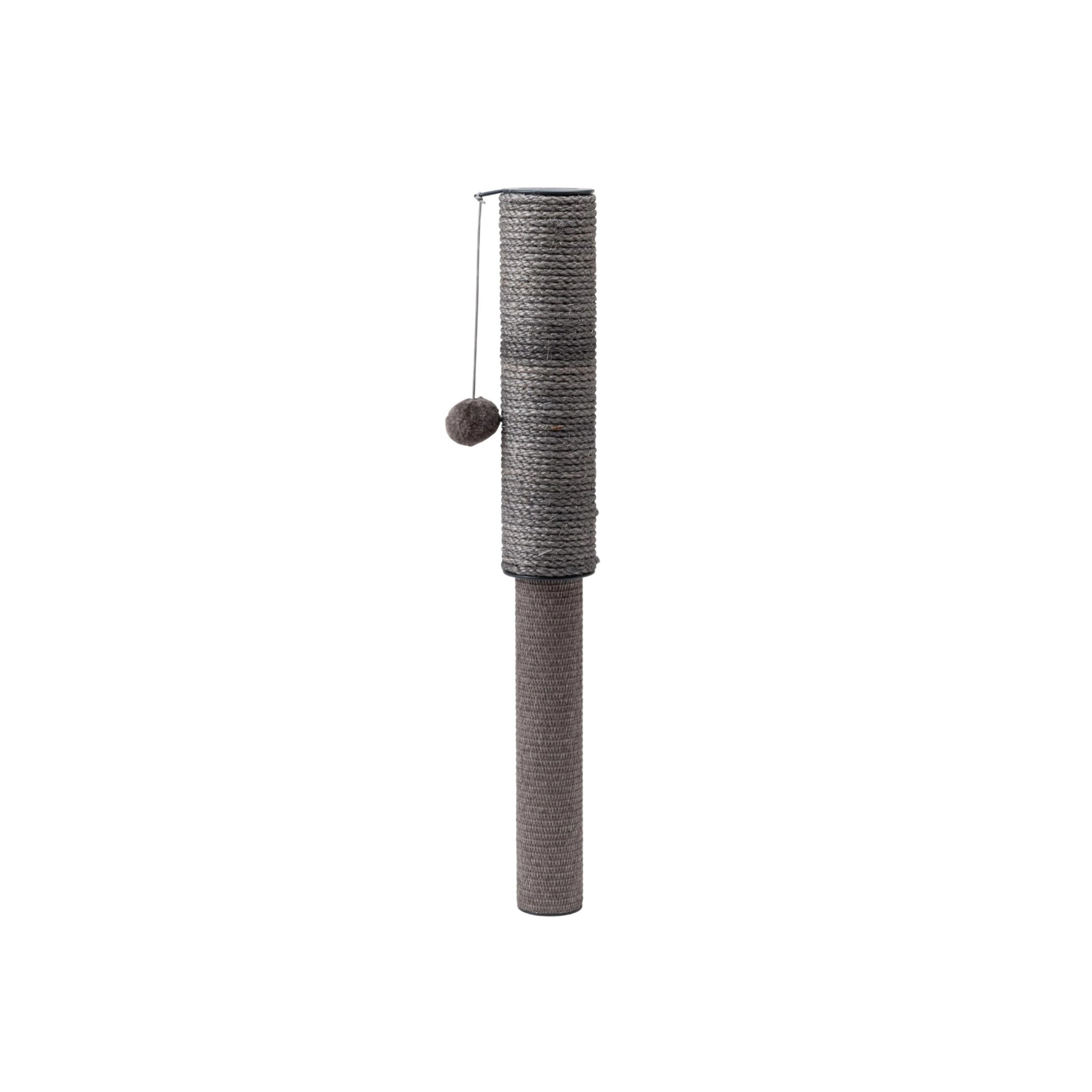 Ausziehbarer Tisch-Kratzbaum aus Rattan und Sisal in Dunkelgrau – platzsparend, stabil und modern.