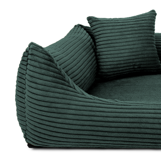 Orthopädisches Katzenbett CORD in Grün in der Nahaufnahme
