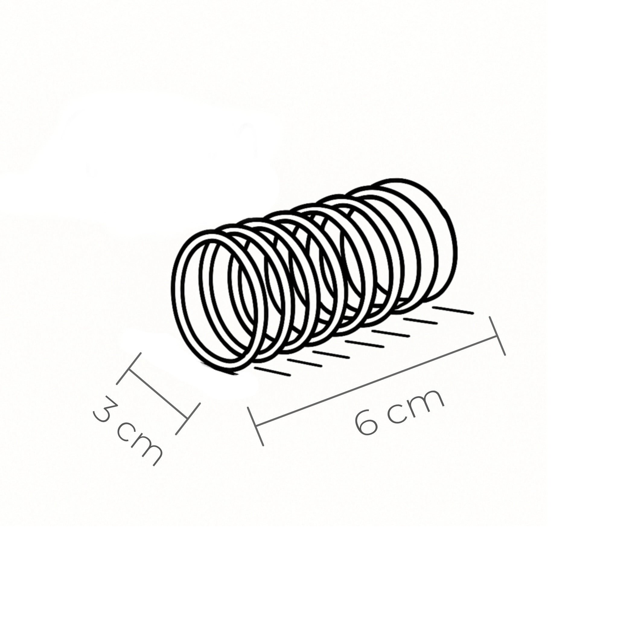 Abmessung Katzenspiralen in Grau und Schwarz – langlebiges, geräuscharmes Katzenspielzeug aus Frankreich im minimalistischen Design.