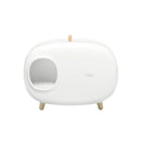 Offenes Designer-Katzenklo in Weiß.