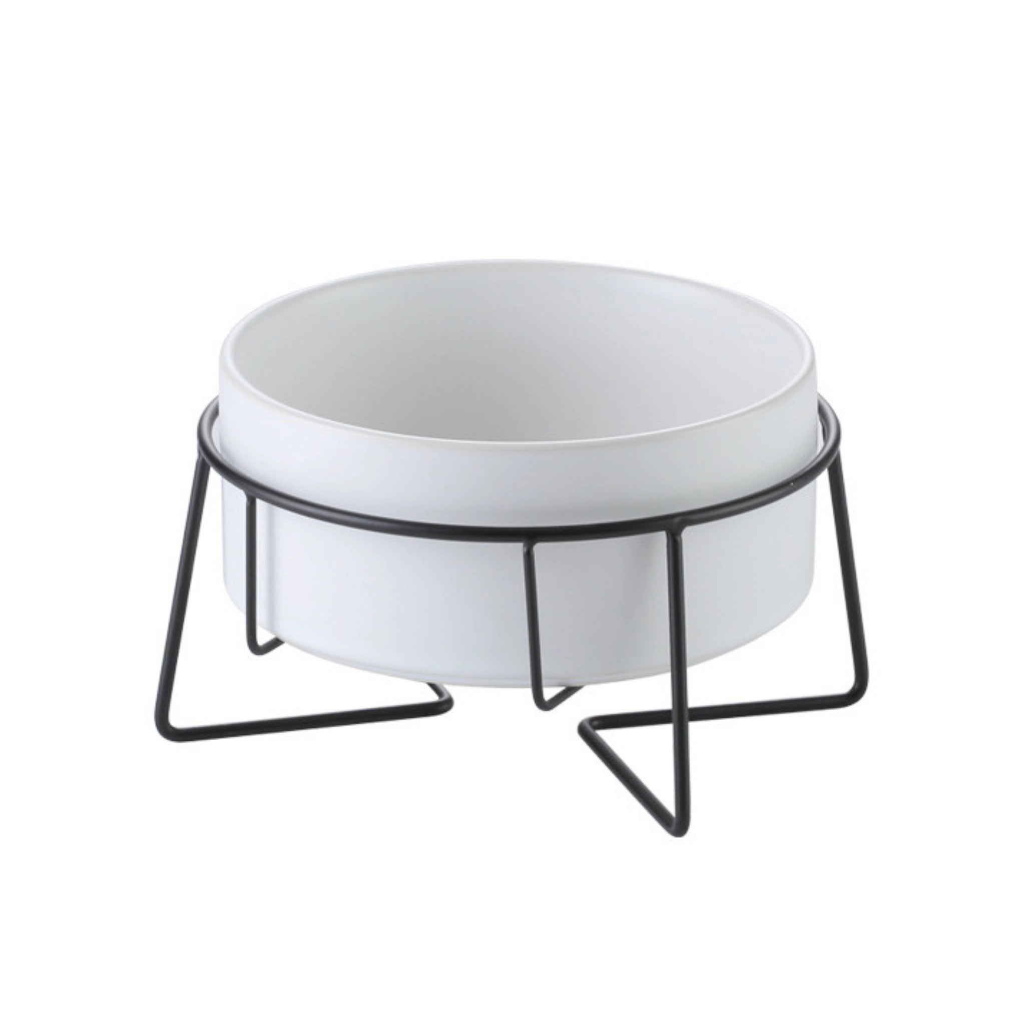 Moderner Futternapf für Hunde und Katzen aus Keramik, Farbe Weiß.