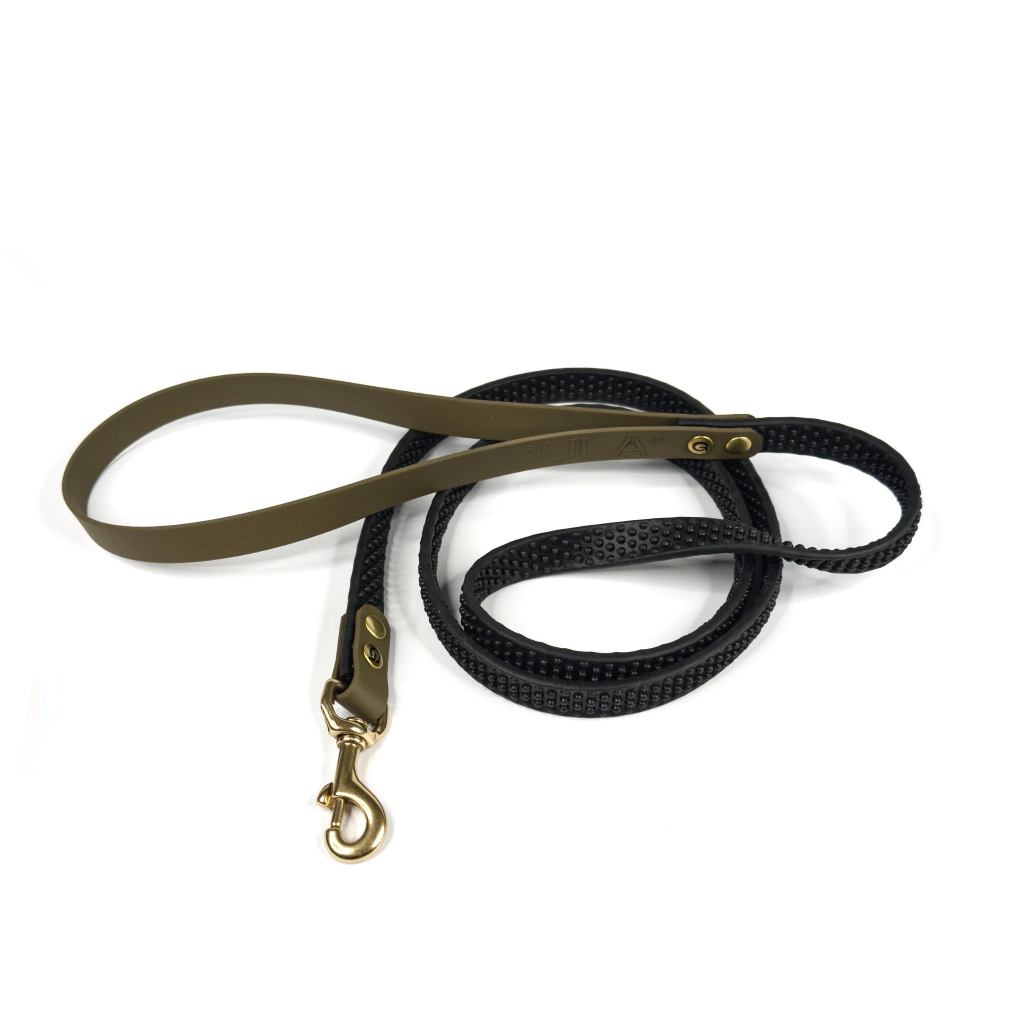 GULA Hundeleine in Olivgrün mit strukturiertem Leinenband