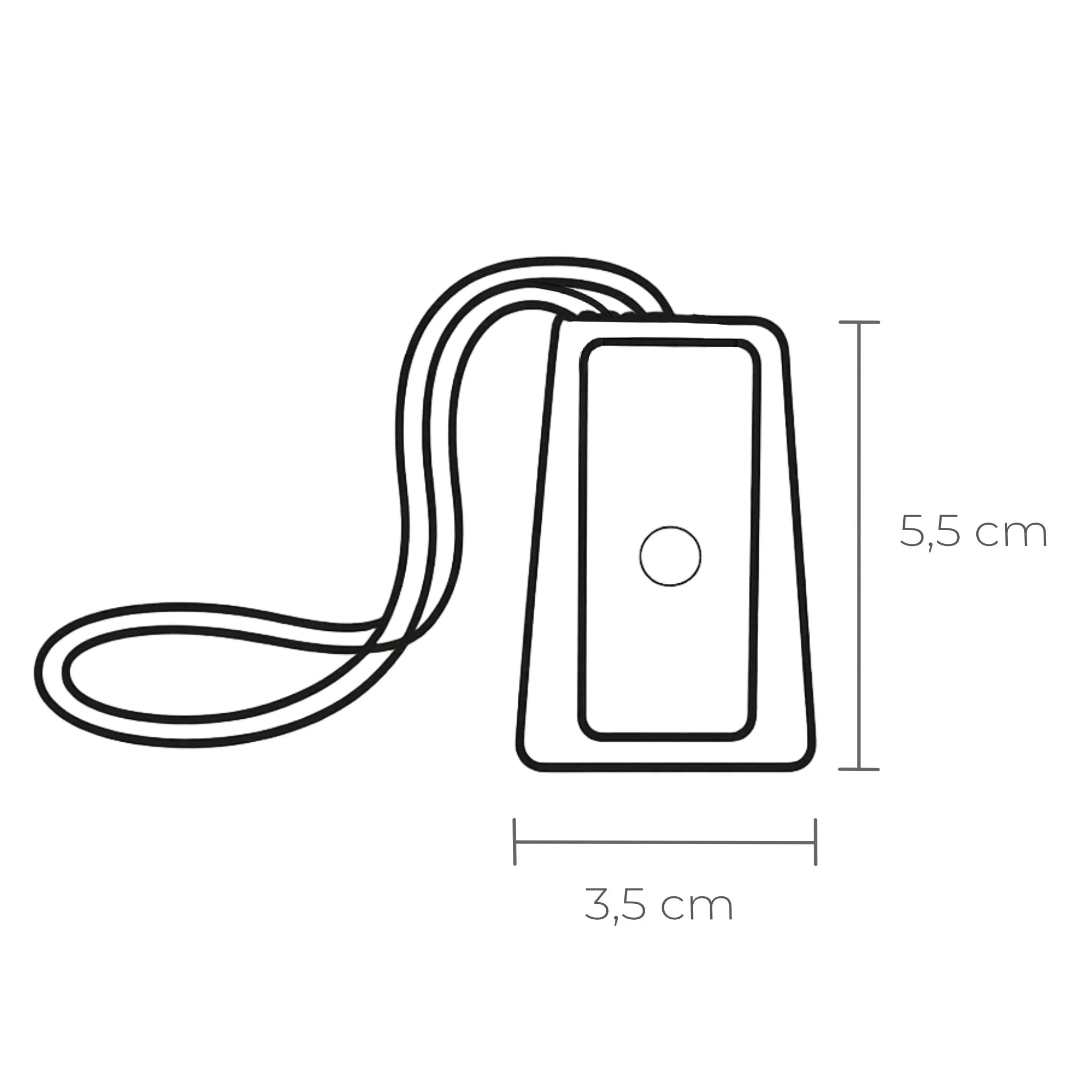 Abmessung des Holz-Hundeklickers mit Handschlaufe in der Übersicht