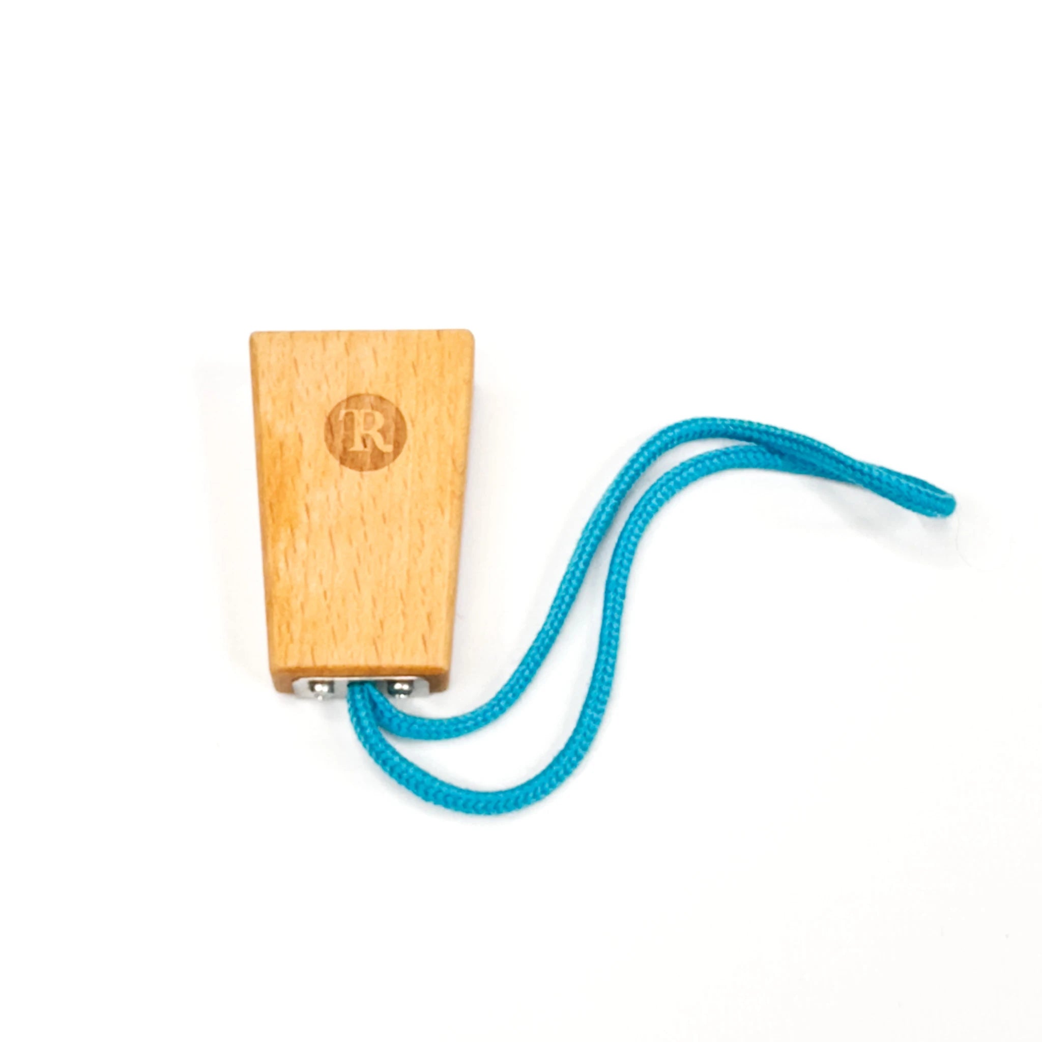 Rückseite des Hundeklickers aus Buchenholz und Edelstahl