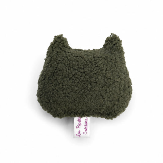 Katzenkissen aus Cordstoff und Sherpa-Fleece - gruen