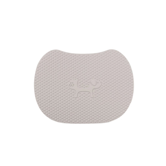 graue Katzenstreumatte mit Struktur und geprägtem Tiermotiv – rutschfest & pflegeleicht.