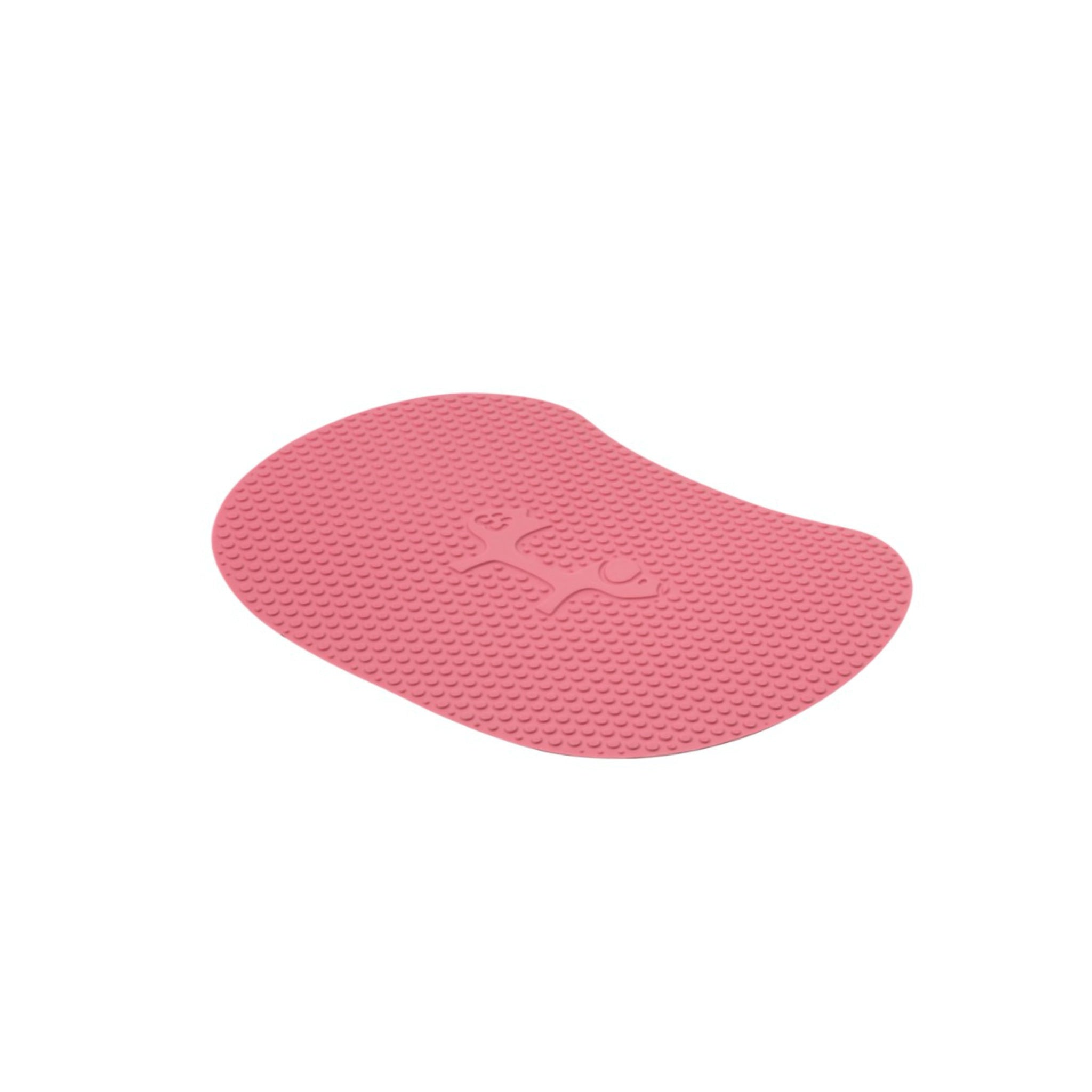 pinke Katzenstreumatte mit Struktur und geprägtem Tiermotiv – rutschfest & pflegeleicht- schräge Ansicht.