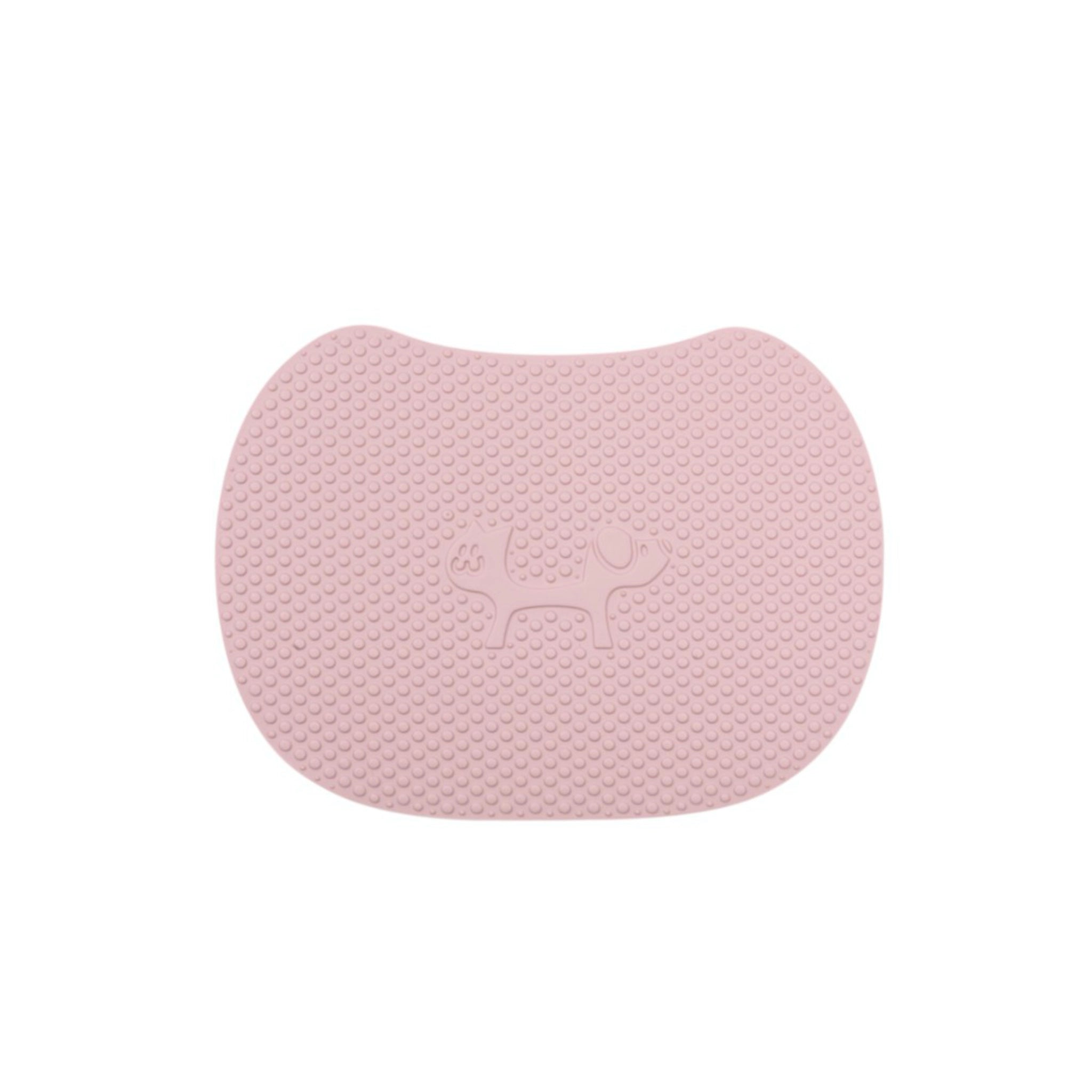 Rosa Katzenstreumatte mit Struktur und geprägtem Tiermotiv – rutschfest & pflegeleicht.