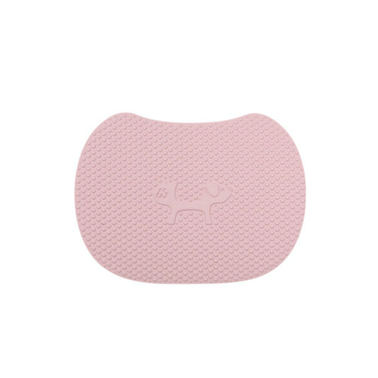 Rosa Katzenstreumatte mit Struktur und geprägtem Tiermotiv – rutschfest & pflegeleicht.