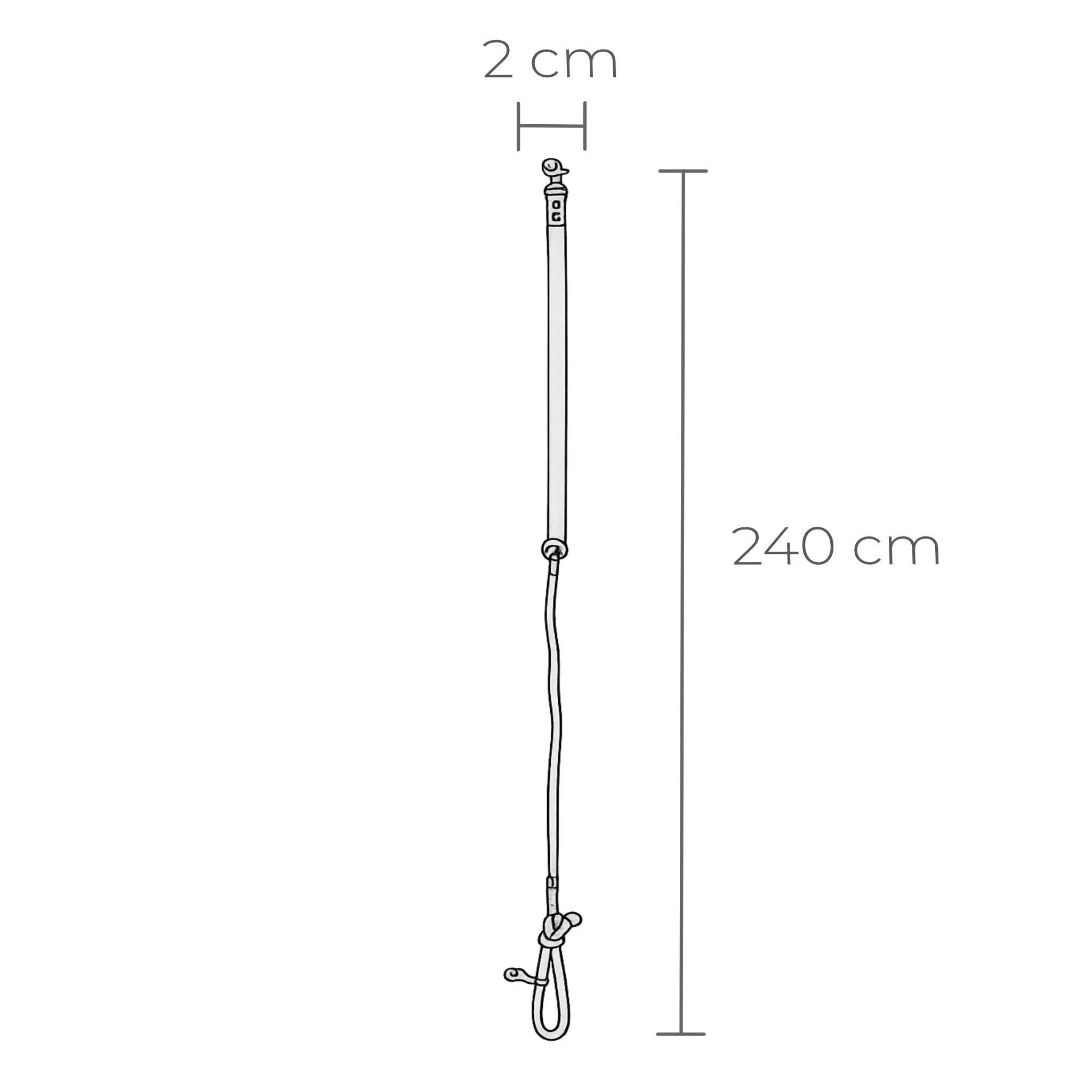 Freihandleine aus Tau & Biothane – 240 cm Länge.