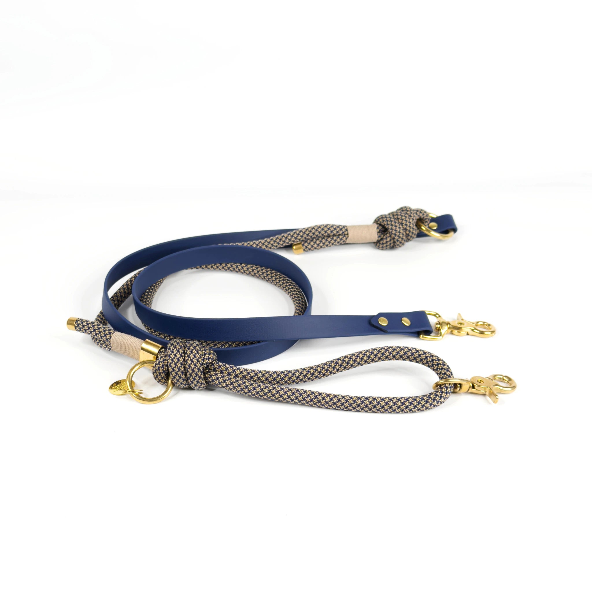 Freihandleine Minuit aus Tau & Biothane – 3-fach verstellbar in Blau.