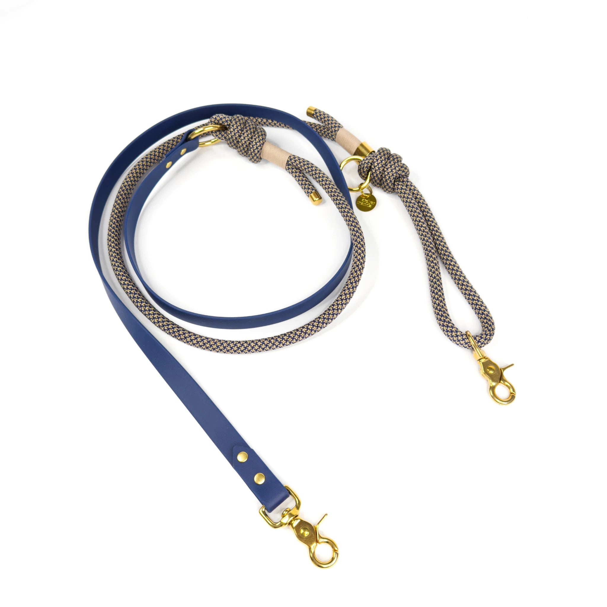 Freihandleine Minuit aus Tau & Biothane – 3-fach verstellbar in Blau