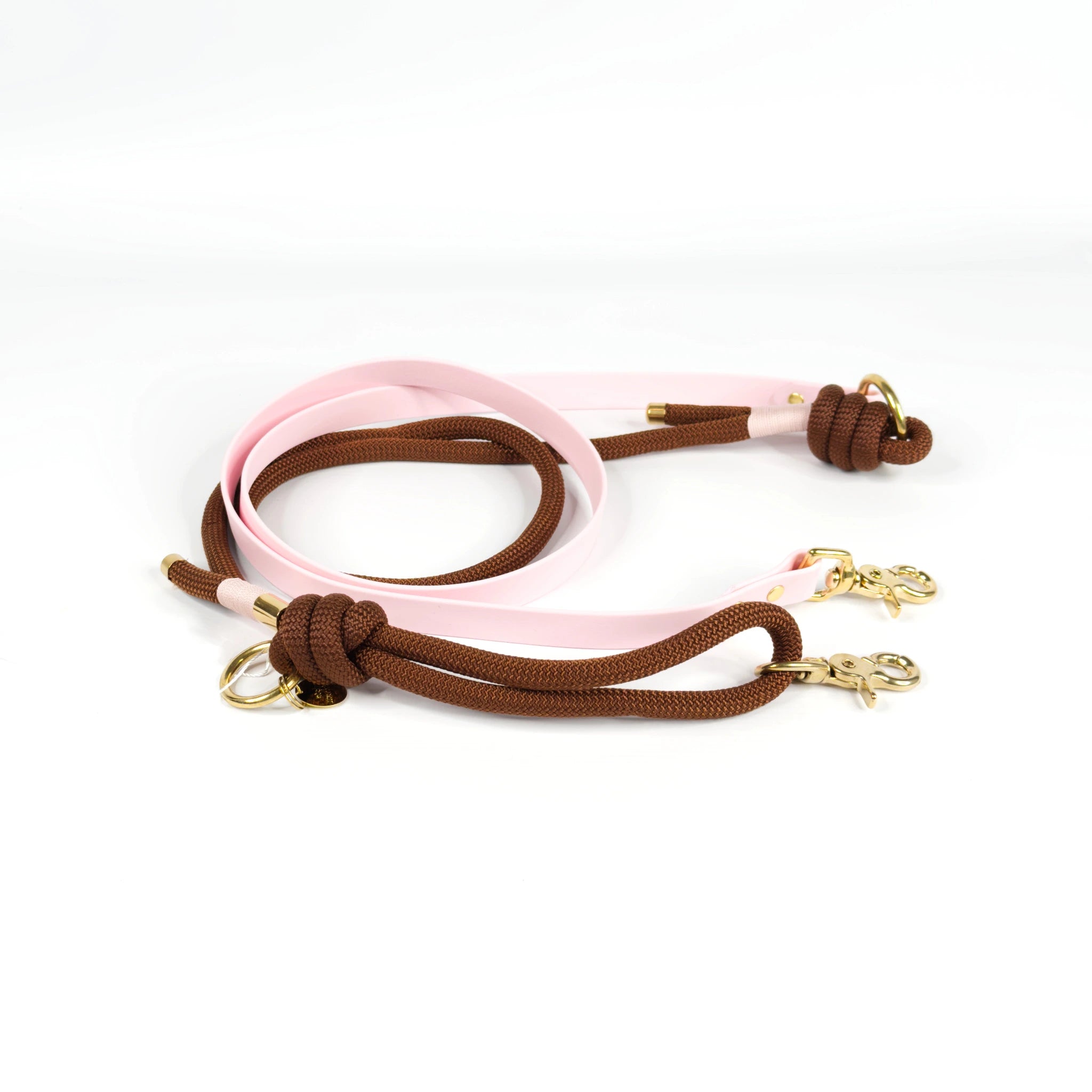 Freihandleine Minuit aus Tau & Biothane – 3-fach verstellbar in rosa.