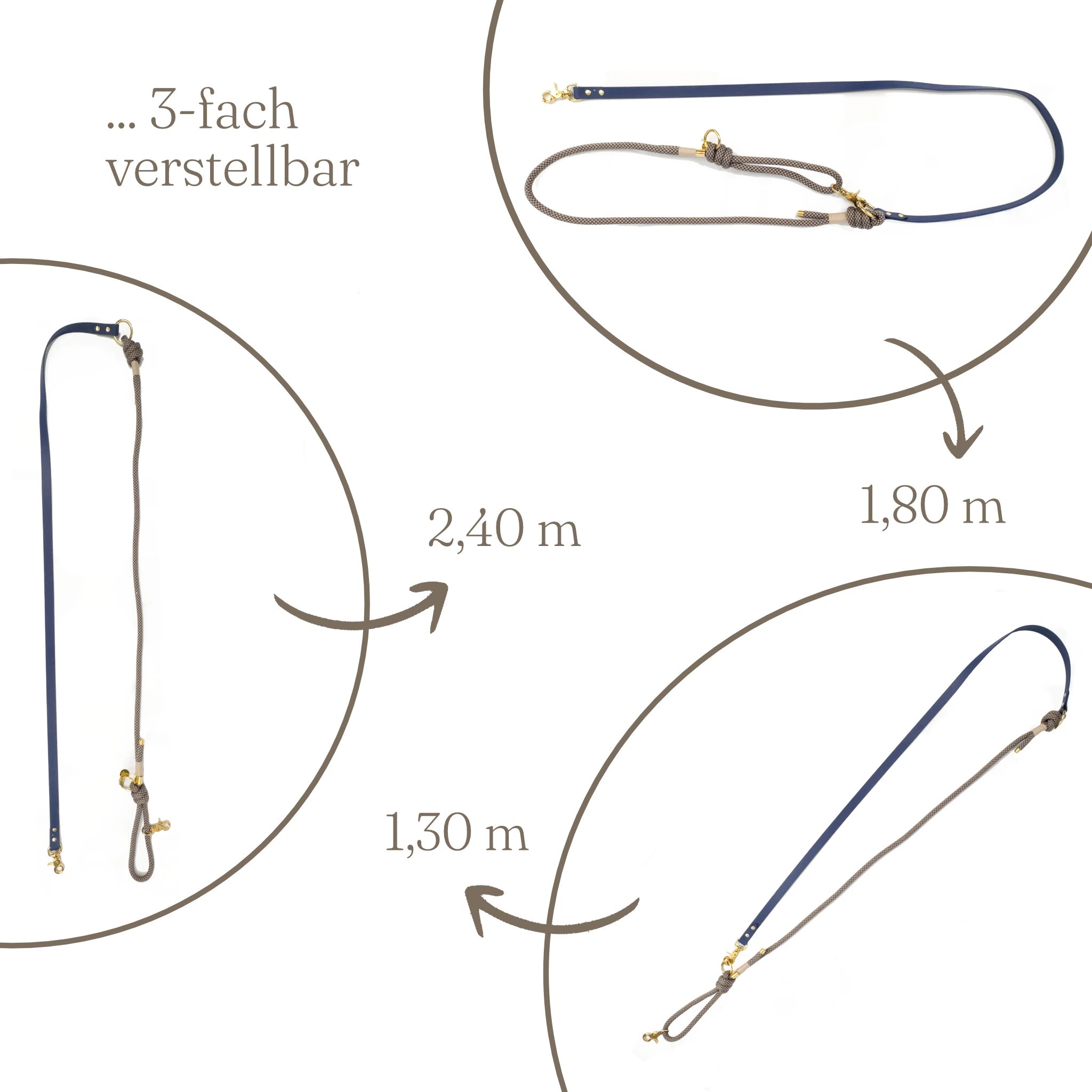 Freihandleine Beschreibung 3-fach verstellbar.