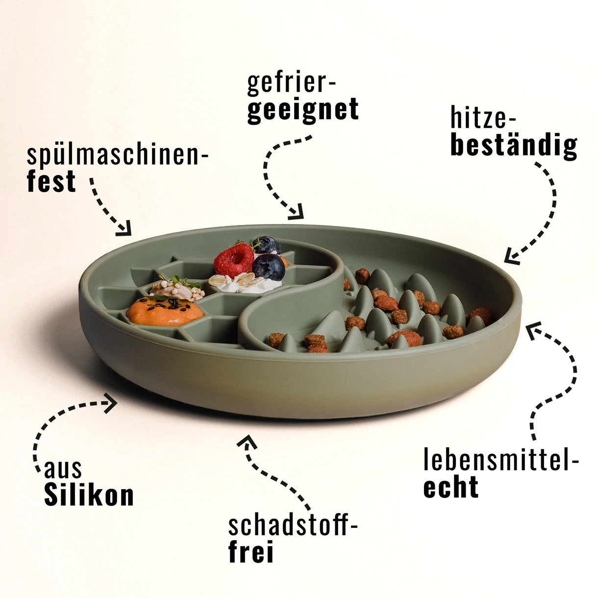 Detail strukturierte Schleckfläche – langsames Fressen für Hunde und Katzen.